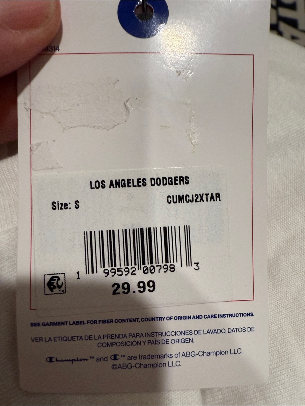 Champion White Los Angeles Dodgers Graphic Tee with Blue Logo - Picture 8 of 8